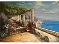 Un capucin sur le bord d'une pergola d'Amalfi donnant sur la baie de Naples, coll. part.