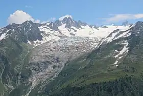 Le glacier du Tour vu depuis les aiguillettes des Posettes au nord-ouest.