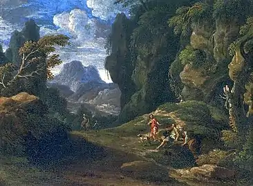 Rocky landscape with vagrants, Palais de Wilanów, Varsovie.