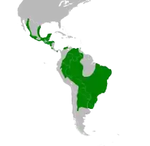 Carte des Amériques avec certaines zones coloriées en vert