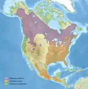 Carte de répartition en Amérique du Nord.