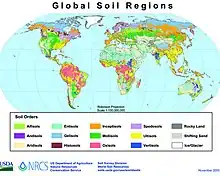 Carte représentant la répartition mondiale des différents sols