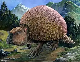 Peinture représentant un glyptodon