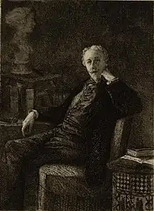 Armand Mathey, Portrait du comte de Gobineau (1887), gravure d'après le tableau de Mathilde Sallier de La Tour de 1876.