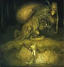 "Bonsoir vieil homme !" salua le jeune garçon dans Le garçon et les trolls ou l'Aventure, 1915