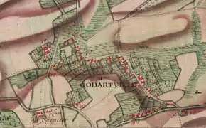 Godarville en 1777 (carte Ferraris).