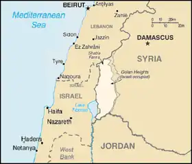 Le Golan syrien (de couleur claire) occupé par Israël depuis 1967