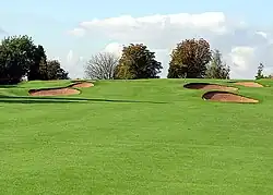 Bunkers de green au Filton Club, Bristol, Angleterre.