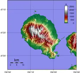 Carte topographique de l'île Goodenough