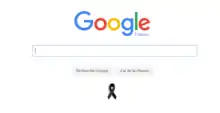 Page d'accueil de Google France le 15 juillet 2016, arborant un bandeau noir en réaction à l'attentat.