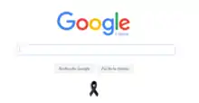 Capture d’écran de la page Google France avec un ruban noir.