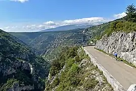 Gorges de la Nesque depuis le belvédère situé à 734 m d'altitude.