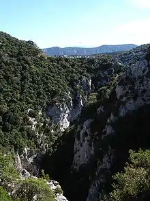Les gorges de Galamus au nord de Saint-Paul-de-Fenouillet, à la limite de l'Aude