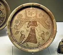 Déesse ailée à tête de Gorgone, maîtresse des oiseaux, terre cuite provenant de Cameiros à Rhodes, 600 A.C., British Museum.