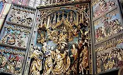 Bois polychrome du retable de Cracovie, une des œuvres majeures de Veit Stoss.