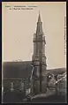 Le clocher de l'église paroissiale (carte postale, vers 1925).