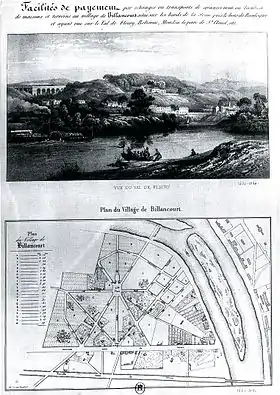 Plan du village de Billancourt (vers 1834).
