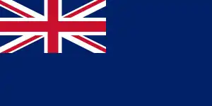 Le blue ensign, qui comprend l'Union Jack dans le canton sur un fond bleu.