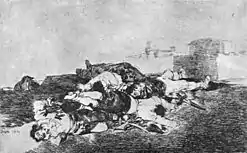 Gravure de Goya représentant un amoncellement de cadavres.
