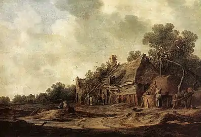 Cabanes de paysans avec un puits (1633)Dresde.