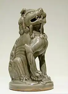 Statue de lion assis en céladon, XIe - XIIe siècle, dynastie Song