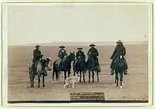 Capture au lasso d'un Loup des plaines, dans le Wyoming en 1887. Photographie prise par l'Américain John C. H. Grabill.