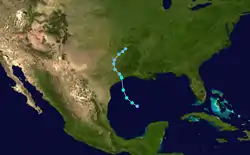 Trajectoire de la tempête tropicale Grace