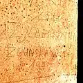 Graffiti laissé dans la villa de Michele à Cenate par le réfugié Zelig Zylberstajn