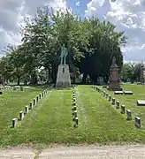 Le mémorial avec une statue d'Abraham Lincoln.