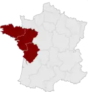 La circonscription électorale européenne Ouest et la ZEAT Ouest de l'Insee.