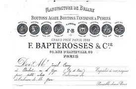 Grands prix décernés à Bapterosses & Cie (1849-1889)