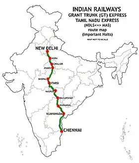 Image illustrative de l’article Ligne de Delhi à Chennai