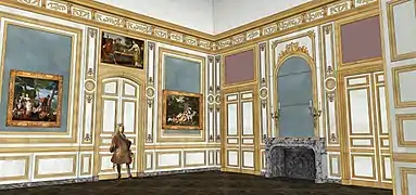 Essai de restitution du Grand Cabinet de l'aile des marronniers, avec les toiles en place vers 1705.