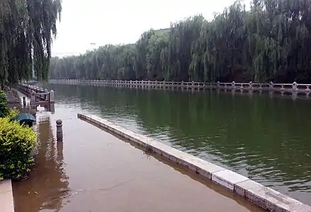 Le Grand Canal à Liaocheng, lors des inondations de juillet 2013.