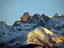 Vue aérienne de la face est du Grand pic de Belledonne.