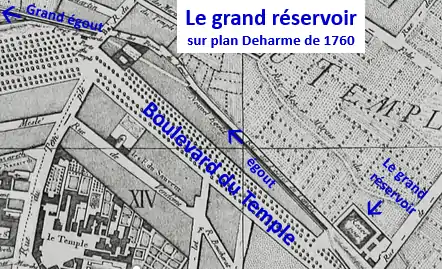 Le boulevard du Temple et ses alentours sur plan  Deharme de 1760