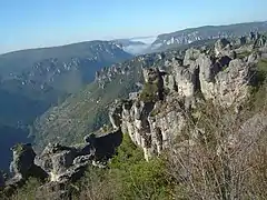 La corniche du Rajol et les gorges de la Dourbie durant le Grand Trail des Templiers 2018