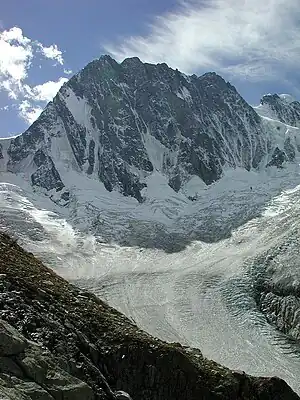 La face Nord des Grandes Jorasses et le glacier de Leschaux.