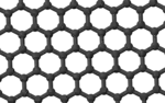 Une couche d'un cristal de graphite. Les atomes de carbone et les liaisons C-C sont indiqués en noir.