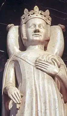 Gisant d'entrailles de son épouse Jeanne de Bourbon à la basilique Saint-Denis (celui du roi se trouve au musée du Louvre).