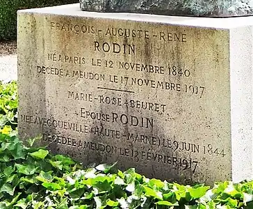 Stèle funéraire d'Augustre Rodin et Rose Beuret, Meudon, villa des Brillants.