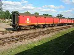Wagons de train postal préservé au Great Central Railway.