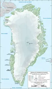Carte de l'inlandsis du Groenland.