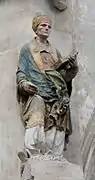 Saint Grégoire le grand en calcaire polychrome.