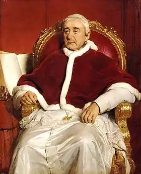 Peinture de Grégoire XVI sur son siège pontifical