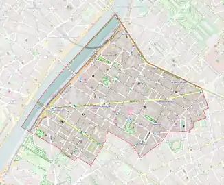 Limites de l'ancienne commune de Grenelle, avant son annexion à Paris en 1859, reportées sur un plan moderne.