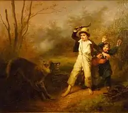 Petits paysans surpris par un loup (Salon de 1833), Paris, musée de la Chasse et de la Nature.