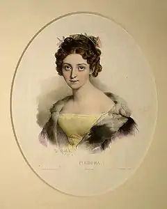 Fedora (fin des années 1830), lithographie rehaussée.