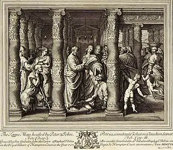 L'Homme estropié guéri par Pierre et Jean, d'après Raphaël (1707)