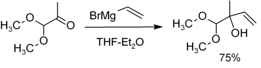 Exemple d'alkylation d'un composé organique par le bromure de vinylmagnésium.